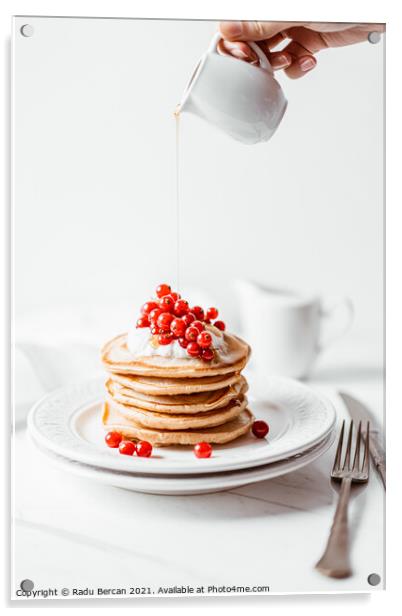 American Pancakes With Maple Syrup Breakfast Acrylic by Radu Bercan