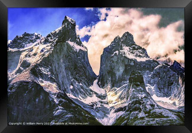 Paine Horns Torres del Paine National Park Chile Framed Print by William Perry