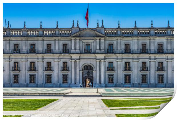 La Moneda President's Palace Santiago Chile Print by William Perry