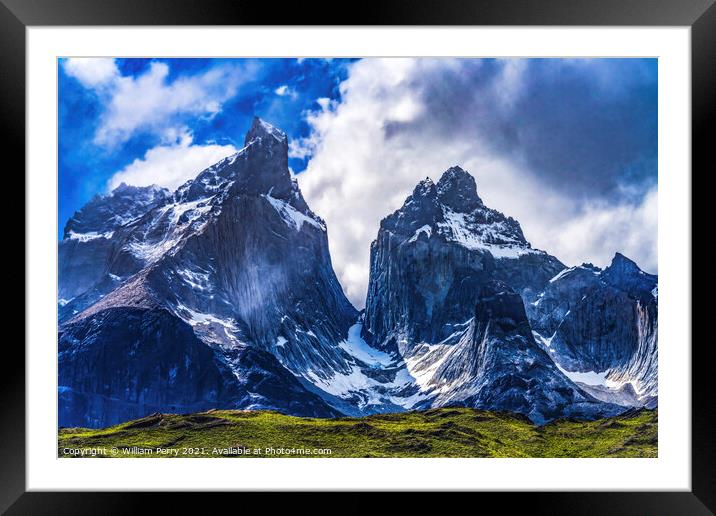 Paine Horns Torres del Paine National Park Chile Framed Mounted Print by William Perry