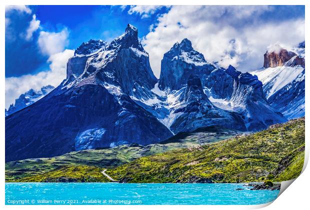 Pehoe Lake Paine Horns Torres del Paine National Park Chile Print by William Perry