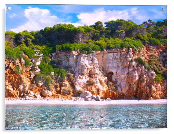 Binigaus Cliffs Menorca Spain Acrylic by Deanne Flouton