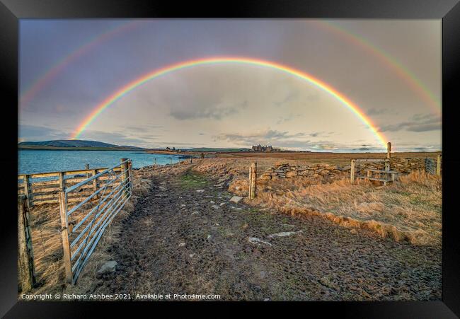 Shetland double rainbow Framed Print by Richard Ashbee