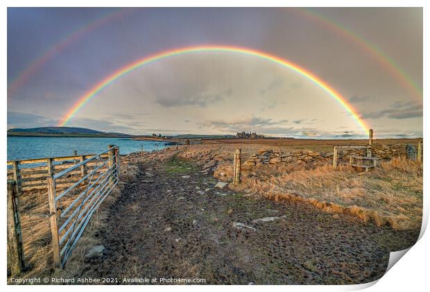 Shetland double rainbow Print by Richard Ashbee