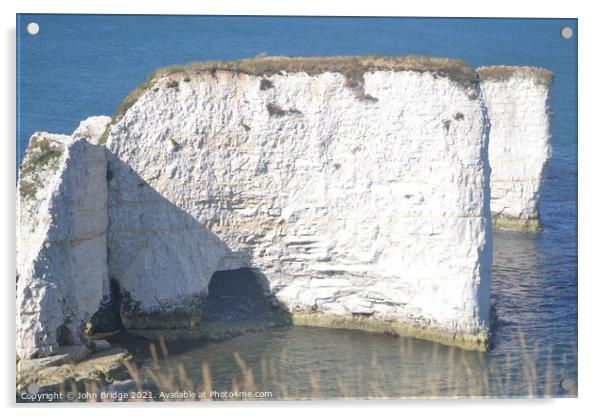 Old Harry Rocks Acrylic by John Bridge