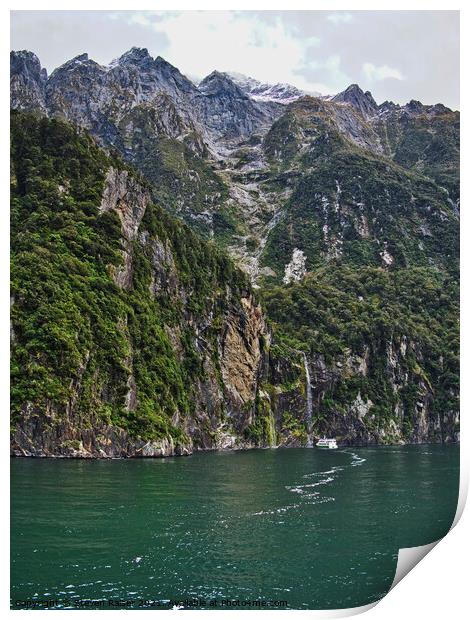 Waterfall - Milford Sound - New Zealand Print by Steven Ralser