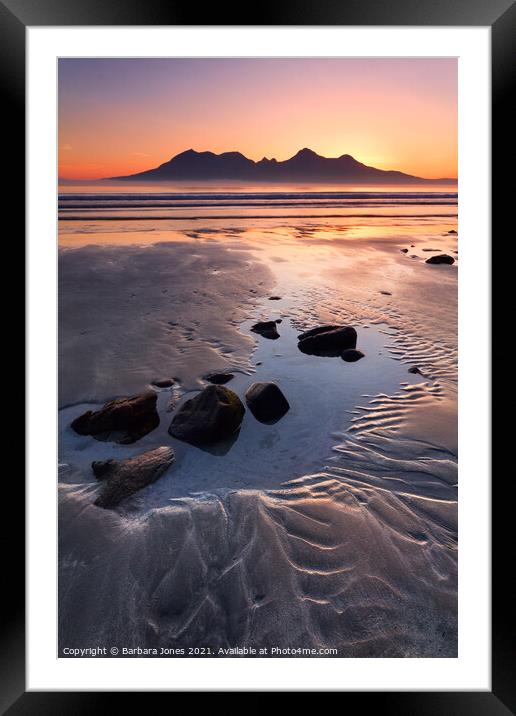 Isle of Eigg Sunset Laig Beach Scotland Framed Mounted Print by Barbara Jones