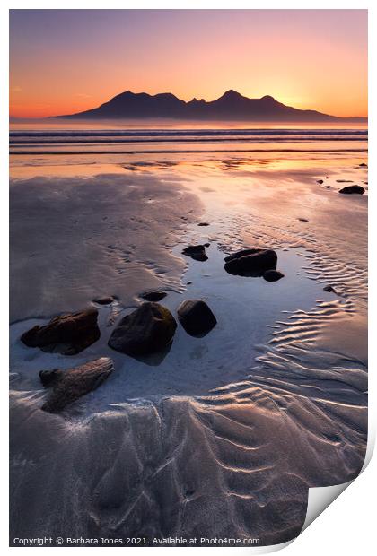 Isle of Eigg Sunset Laig Beach Scotland Print by Barbara Jones