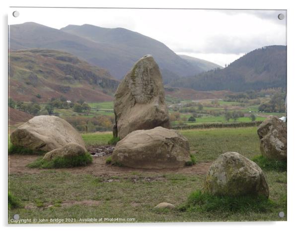 Ancient Rocks in the Lake District Acrylic by John Bridge