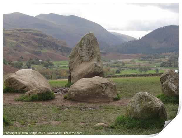 Ancient Rocks in the Lake District Print by John Bridge