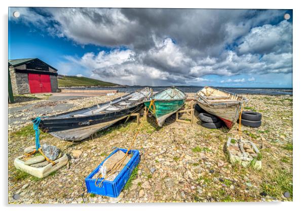 Old boats know as yoals at Sandsayre, Shetland Acrylic by Richard Ashbee