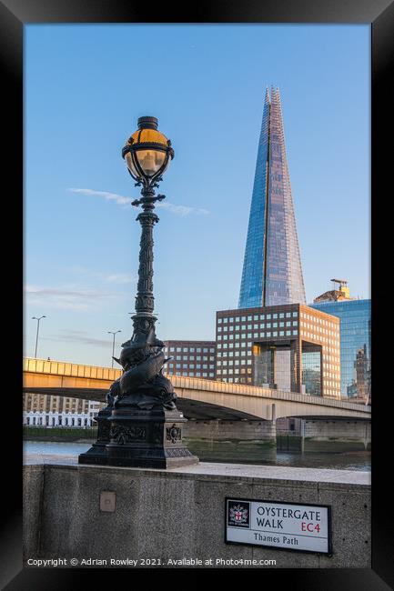 The Shard of London from the Thames Path Framed Print by Adrian Rowley