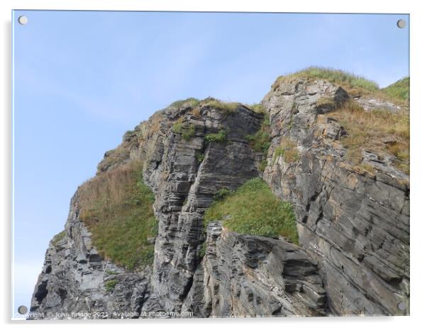 North Cornwall Cliff Headland Acrylic by John Bridge