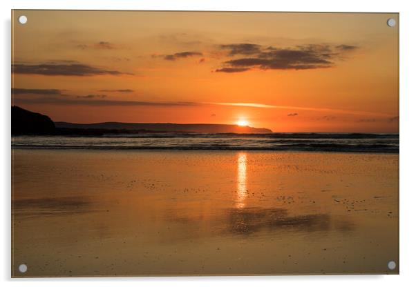 Beach Sunset at Westward Ho! Acrylic by Tony Twyman
