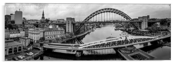 Newcastle Bridges panoramic  Acrylic by Aimie Burley