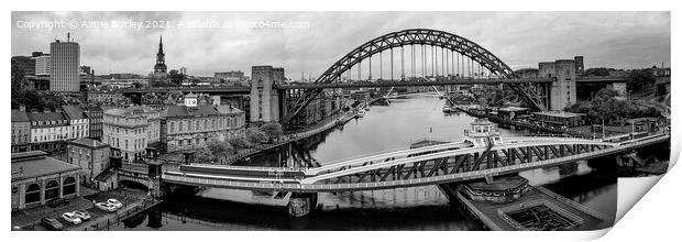 Newcastle Bridges panoramic  Print by Aimie Burley