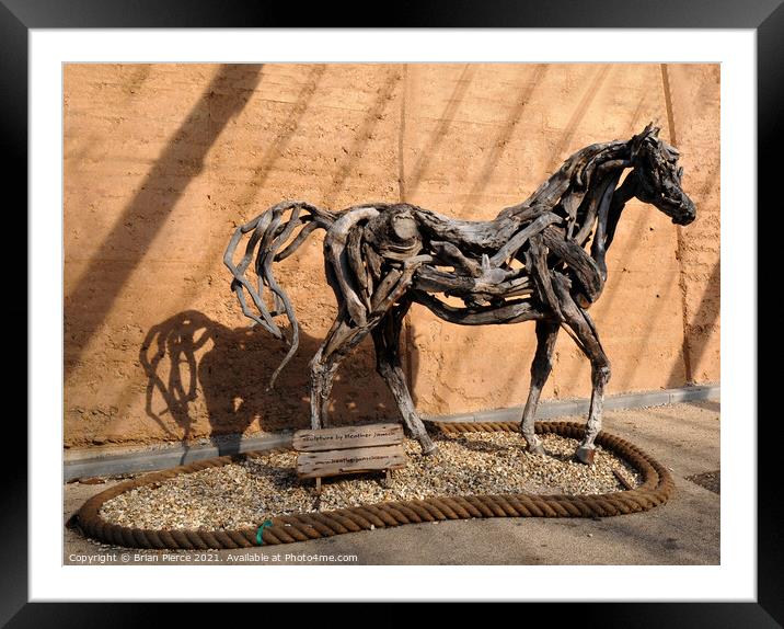 Wooden Horse Sculpture Framed Mounted Print by Brian Pierce