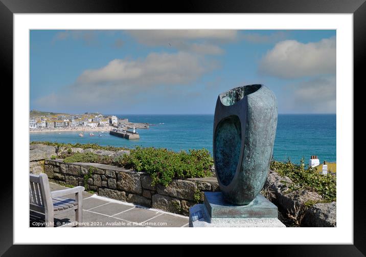 View over St Ives with a Barbara Hepworth Sculptur Framed Mounted Print by Brian Pierce
