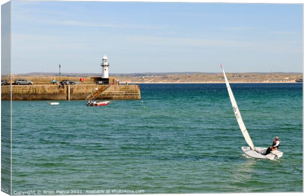 Sailing in St Ives Harbour Canvas Print by Brian Pierce