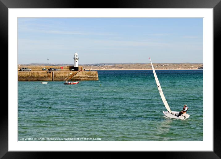 Sailing in St Ives Harbour Framed Mounted Print by Brian Pierce