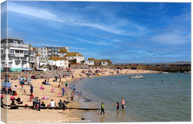 St Ives harbour beach in summer Canvas Print by Brian Pierce