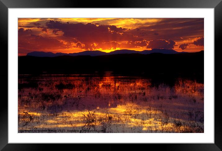 Bosque Sunset - orange Framed Mounted Print by Steven Ralser
