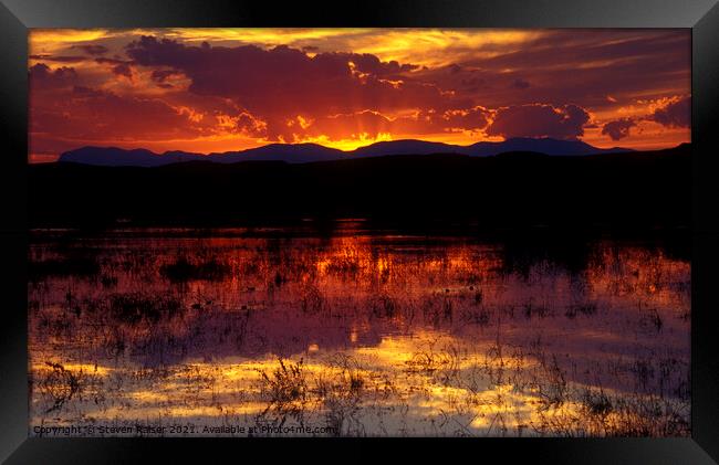 Bosque Sunset - orange Framed Print by Steven Ralser