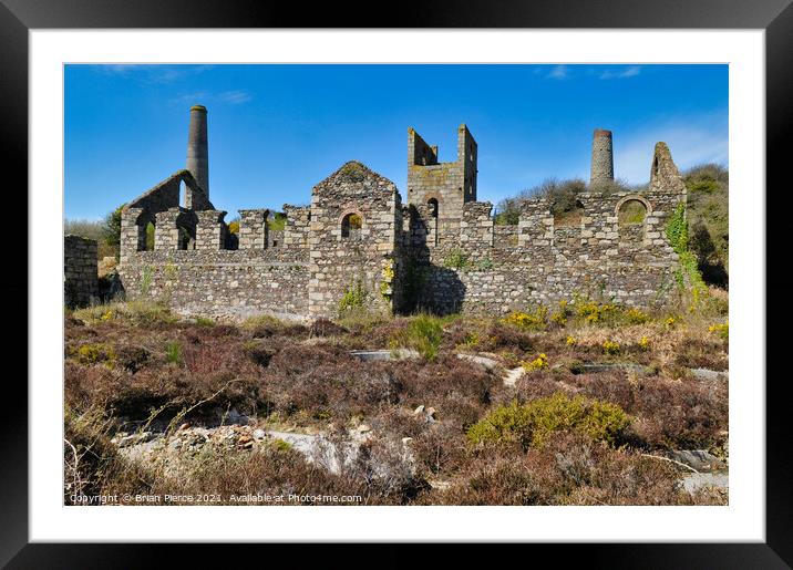North Wheal Basset, Carnkie, Cornwall Framed Mounted Print by Brian Pierce