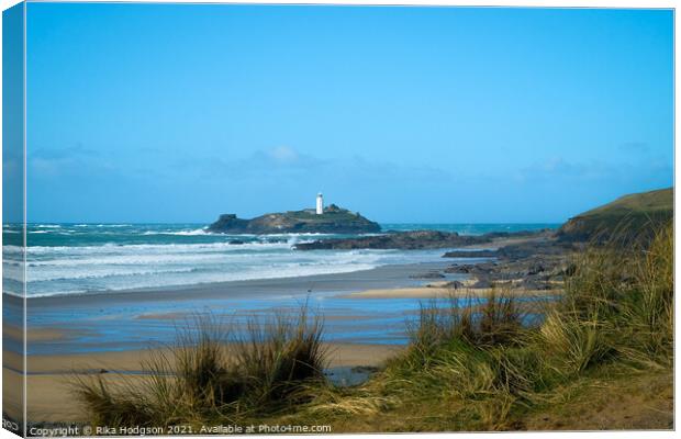 Godrevy lighthouse, Gwithian, Hayle, Cornwall, Eng Canvas Print by Rika Hodgson