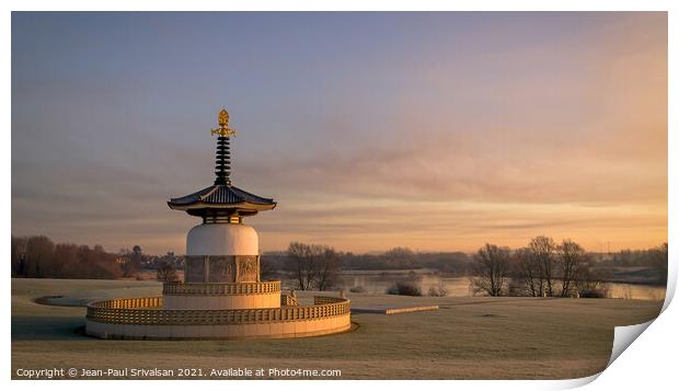 The Peace Pagoda at Willen Lake in Milton Keynes Print by Jean-Paul Srivalsan