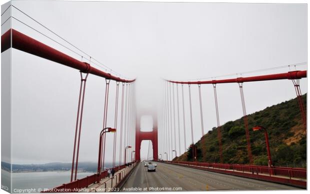 Wide-angle abstract view of a Golden Gate Bridge Canvas Print by PhotOvation-Akshay Thaker