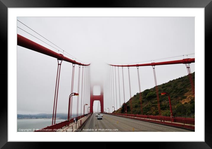 Wide-angle abstract view of a Golden Gate Bridge Framed Mounted Print by PhotOvation-Akshay Thaker