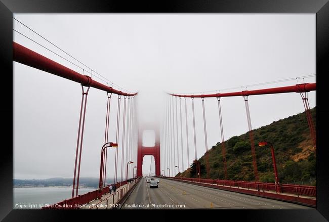 Wide-angle abstract view of a Golden Gate Bridge Framed Print by PhotOvation-Akshay Thaker