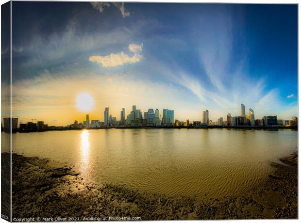 Canary Wharf Riverside Canvas Print by Mark Oliver