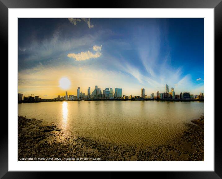 Canary Wharf Riverside Framed Mounted Print by Mark Oliver