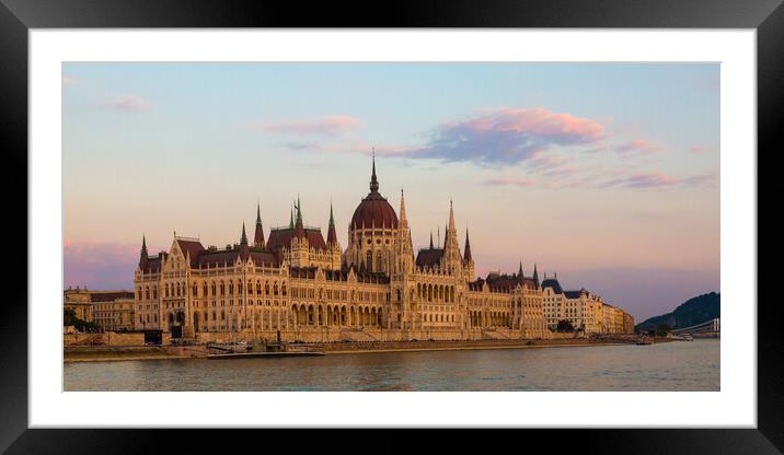 Hungarian Parliament Building at Sunset Framed Mounted Print by Phil Durkin DPAGB BPE4