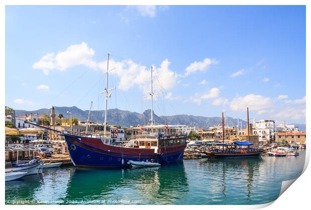 View of Kyrenia harbour, Northern Cyprus Print by Kevin Hellon