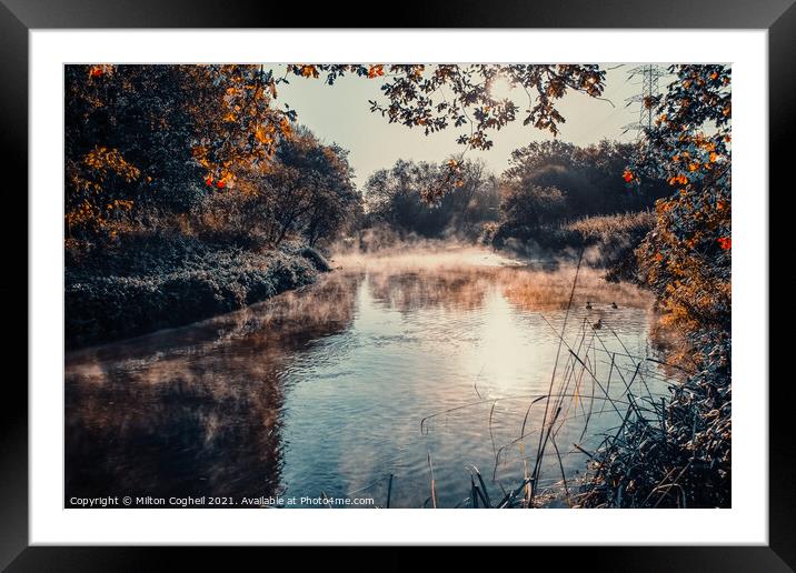 Mist on the River Wandle, London Framed Mounted Print by Milton Cogheil