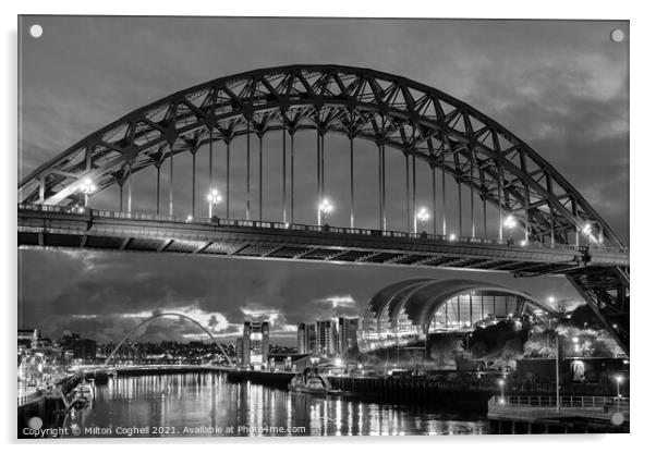 Tyne Bridge and the River Tyne Acrylic by Milton Cogheil