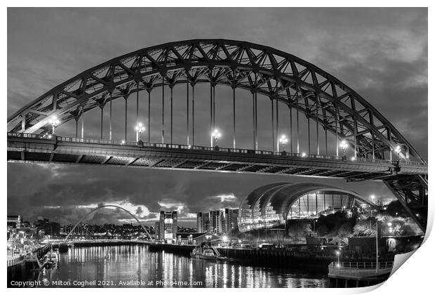 Tyne Bridge and the River Tyne Print by Milton Cogheil