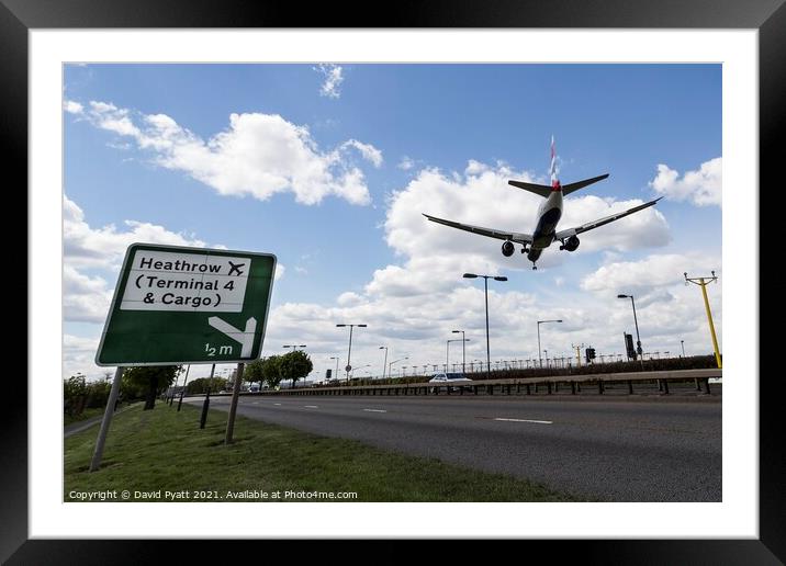 Heathrow Flight Path Signage Framed Mounted Print by David Pyatt