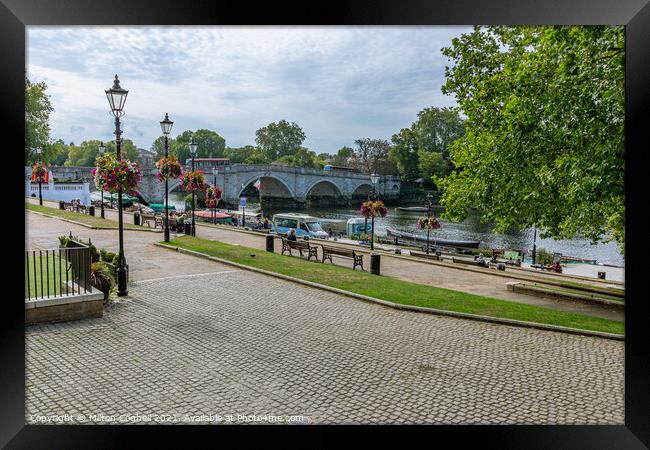 Richmond waterfront with River Thames and Richmond Bridge in the background Framed Print by Milton Cogheil