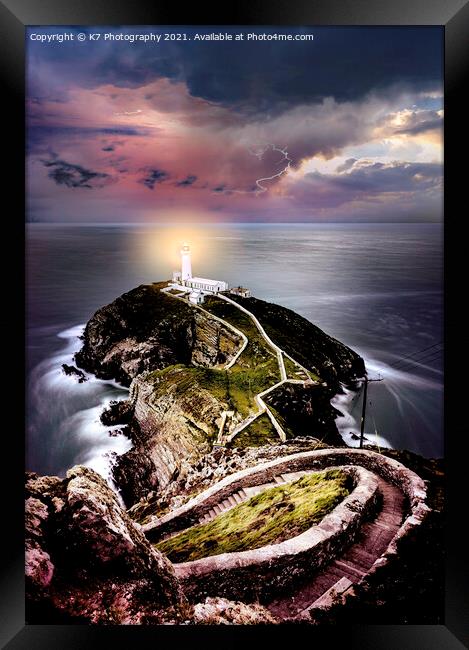 Storm Over South Stack Lighthouse, Anglesey Framed Print by K7 Photography