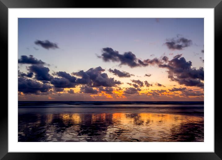 Perranporth Beach Sunset Framed Mounted Print by Oxon Images