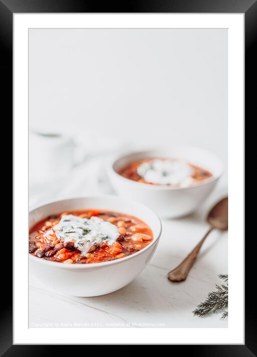 Vegetable Chili Bean Stew With Red Kidney Beans Framed Mounted Print by Radu Bercan