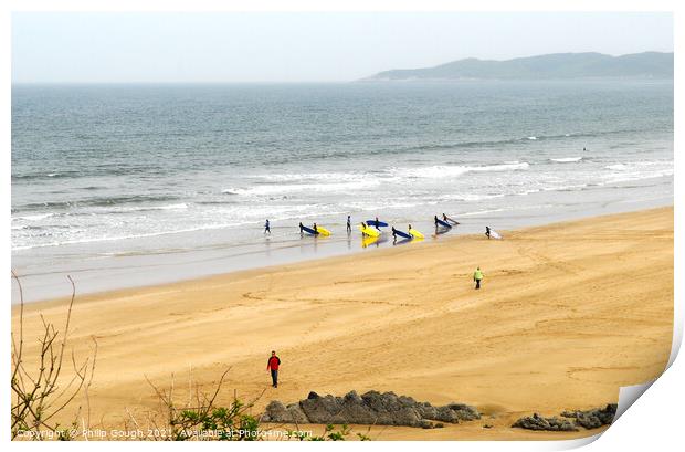 Surf and Board training Print by Philip Gough