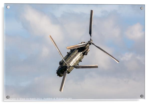 Boeing Chinook Helicopter Carries Out A very Steep Descent Acrylic by Steve de Roeck