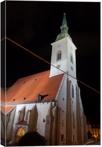St. Martin Cathedral at Night in Bratislava Canvas Print by Artur Bogacki