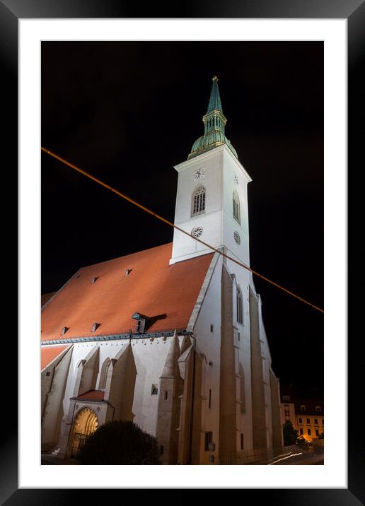 St. Martin Cathedral at Night in Bratislava Framed Mounted Print by Artur Bogacki