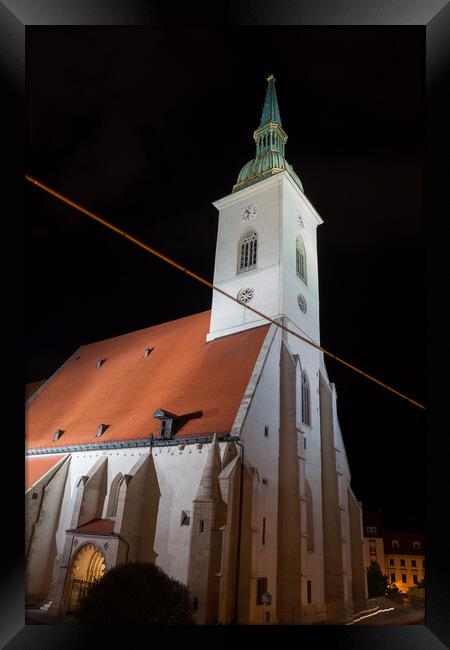St. Martin Cathedral at Night in Bratislava Framed Print by Artur Bogacki